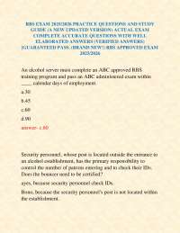 RBS EXAM 2025/2026 PRACTICE QUESTIONS AND STUDY GUIDE (A NEW UPDATED VERSION) ACTUAL EXAM