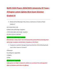 NURS 5334 Pharm 2024/2025 University Of Texas - Arlington Latest Update Best Exam Solution