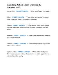 Capillary Action Exam Question & Answers 2025