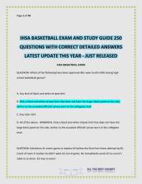 IHSA BASKETBALL EXAM AND STUDY GUIDE 250 QUESTIONS WITH CORRECT DETAILED ANSWERS LATEST UP