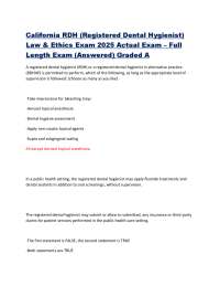 California RDH (Registered Dental Hygienist) Law & Ethics Exam 2025 Actual Exam – Full