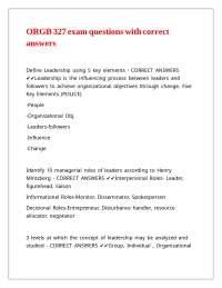 ORGB 327 exam questions with correct answers