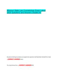 Missouri State Law Cosmetology Exam Latest  2025 Questions and Answers Graded A+