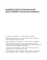 Women's Health Pharm exam with correct detailed answers