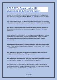 POLS 207 Exam 1 with 170 Questions and Answers (