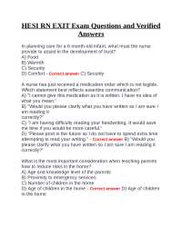 HESI RN EXIT Exam Questions and Verified Answers