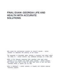 FINAL EXAM- GEORGIA LIFE AND HEALTH WITH ACCURATE SOLUTIONS
