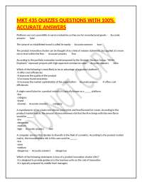 MKT 435: Product Development and Innovation Quizzes with Answers