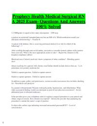 Prophecy Health Medical Surgical RN  A 2025 Exam- Questions And Answers  100% Solved