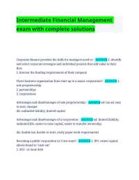 Intermediate Financial Management exam with complete solutions