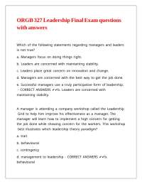 ORGB 327 Leadership Final Exam questions with answers