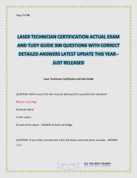 LASER TECHNICIAN CERTIFICATION ACTUAL EXAM AND TUDY GUIDE 300 QUESTIONS WITH CORRECT DETAI