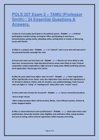 POLS 207 Exam 2 TAMU (Professor Smith) | 34 Essential Questions & Answers
