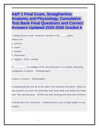 A&P 1 Final Exam, Straighterline Anatomy & Physiology, Cumulative Test Bank Final Q & A.