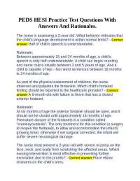 PEDS HESI Practice Test Questions With Answers And Rationales.