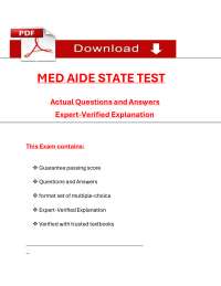 Medication Aide State Test Exam Questions and Answers (Latest 2025 / 2026) 100% Verified