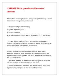 CPHIMS Exam questions with correct answers