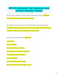 OPOTA Refresher Test Questions and  Answers Already Passed  Where is the area an Officer m