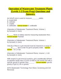 Operation of Wastewater Treatment Plants (Levels 1-2 Exam Prep) Questions and Answers.