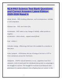 NLN-PAX Science Test Bank Questions and Correct Answers Latest Edition 2025-2026 Rated A