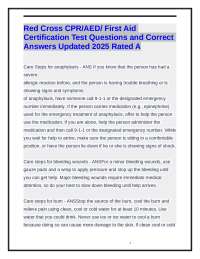 Red Cross CPR/AED/ First Aid Certification Test Questions and Correct Answers Updated 2025