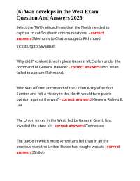 (6) War develops in the West Exam Question And Answers 2025