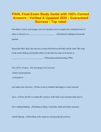 PAHL Final Exam Study Guide with 100% Correct Answers | Verified & Updated 2025 | Guarante