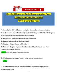 CRCR Exam Prep: Questions and Verified Answers for Revenue Cycle Certification