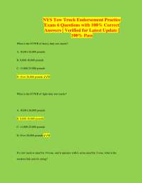 NYS Tow Truck Endorsement Practice Exam 6 Questions with 100% Correct Answers | Verified f