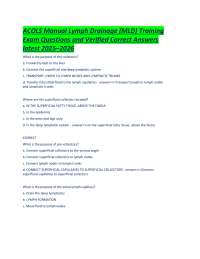 ACOLS Manual Lymph Drainage (MLD) Training Exam Questions and Verified Correct Answers lat