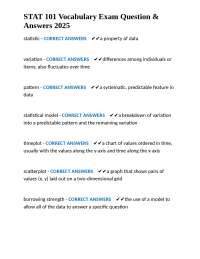 STAT 101 Vocabulary Exam Question & Answers 2025