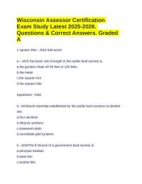 Wisconsin Assessor Certification Exam Study Latest 2025-2026. Questions & Correct Answers.