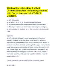 Wastewater Laboratory Analyst Certification Exam Practice Questions & Answers 2025-2026