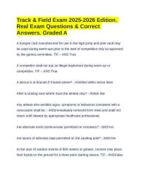 Track & Field Exam 2025-2026 Edition. Real Exam Questions & Correct Answers. Graded A