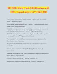 REHS/RS Study Guide | 100 Questions with 100% Correct Answers | Verified 2025