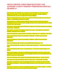 CRCR CERTIFICATION PREP QUESTION AND ANSWERS LATEST VERSION VERIFIED RATIONALE GRADED A+.p