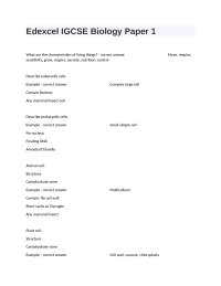 Edexcel IGCSE Biology Paper 1 Actual Questions And Answers.