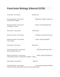 Food tests Biology Edexcel GCSE Exam Latest Questions And Answers
