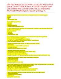 FNP PEDIATRICS EXAM,PRACTICE EXAM AND STUDY GUIDE LATEST 2024 ACTUAL EXAMTEST BANK 1200 QU