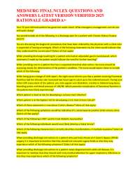 MED SURG FINAL NCLEX QUESTIONS AND ANSWERS LATEST VERSION 2025 VERIFIED RATIONALE GRADED A