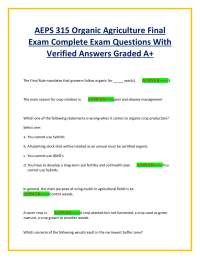 Organic Agriculture Final Exam: Comprehensive Review Questions and Answers - Prof. Brenda 