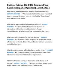Political Science 102 UTK Jennings Final Exam Spring 2018 Question( Latest 2025 )