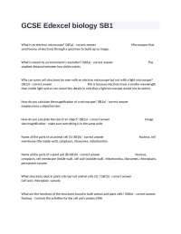 GCSE Edexcel biology SB1 Final Exam Questions And Answers.