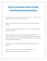 Psychology of Women Exam 3 with Verified Solutions