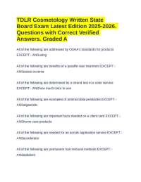 TDLR Cosmetology Written State Board Exam Latest Edition 2025-2026. Questions with Answers