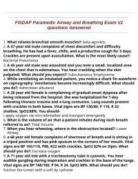 FISDAP Paramedic Airway and Breathing Exam V2 questions /answered