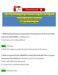 CRCR Exam Prep: Revenue Cycle Management Questions and Answers