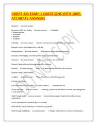 MGMT 435 Exam 2: Service Quality and Productivity Improvement Q&A