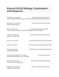 Edexcel IGCSE Biology Coordination and Response
