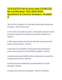 TCIC/LETS Full Access with CCH/CCQ Re-certification Test 2025-2026. Questions & Answers